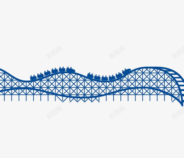 蓝色卡通过山车png免抠素材_新图网 https://ixintu.com 卡通过山车免费png下载 手绘过山车矢量图 蓝色手绘过山车 过山车