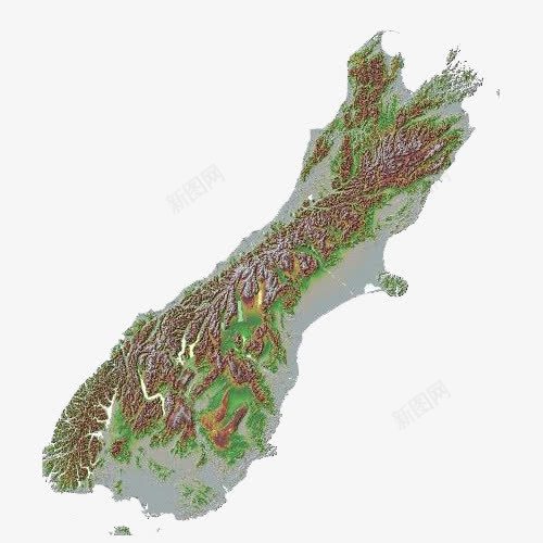 新西兰地图png免抠素材_新图网 https://ixintu.com 地形图 新西兰 新西兰地图 新西兰地形图