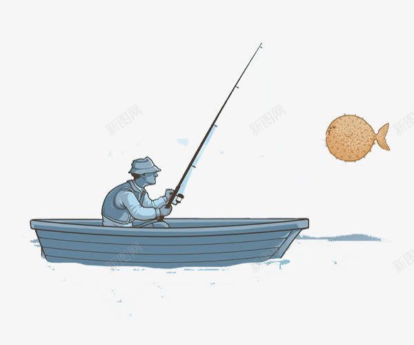 蓝色卡通渔船png免抠素材_新图网 https://ixintu.com 卡通 渔船 简约 蓝色