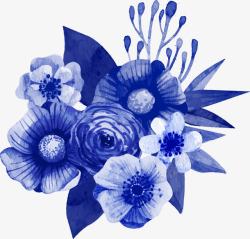 深蓝色花卉装饰素材