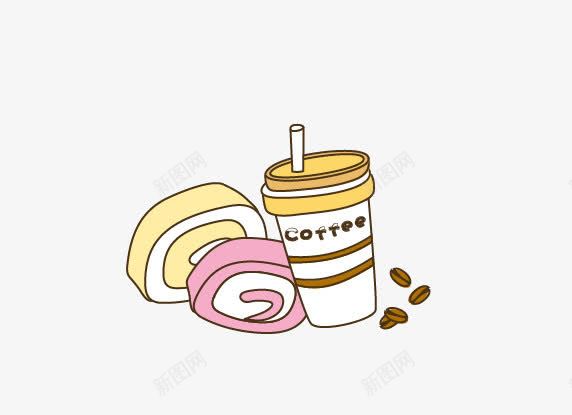 手绘咖啡和面包png免抠素材_新图网 https://ixintu.com 咖啡 手绘 面包