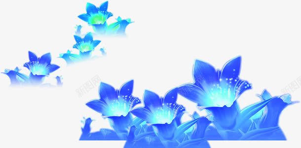蓝色光效花朵png免抠素材_新图网 https://ixintu.com 花朵 蓝色