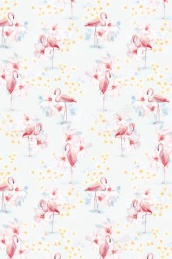 彩绘花朵丹顶鹤花纹图案素材