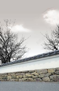古建筑雪中国风背景高清图片