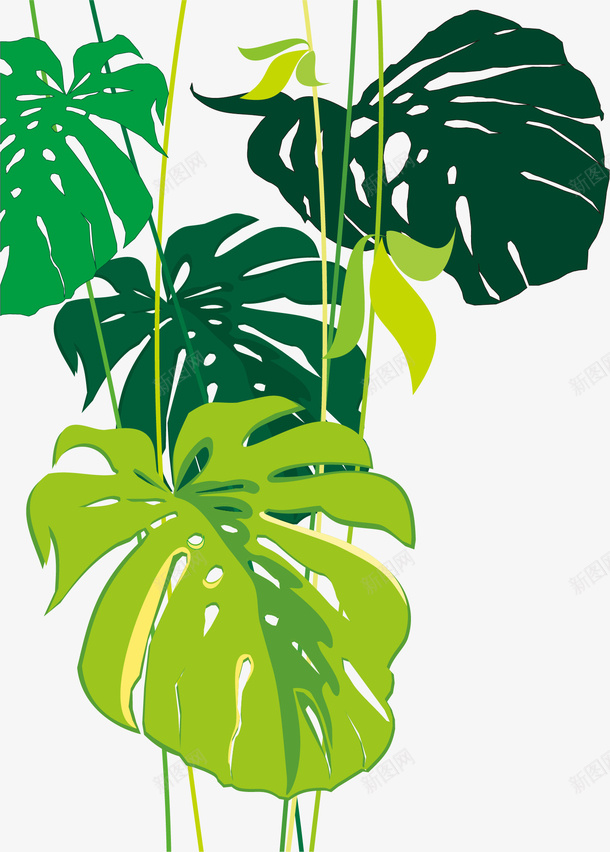 手绘绿色吊挂植物图案矢量图ai免抠素材_新图网 https://ixintu.com 吊挂 图案 手绘 植物 绿色 矢量图