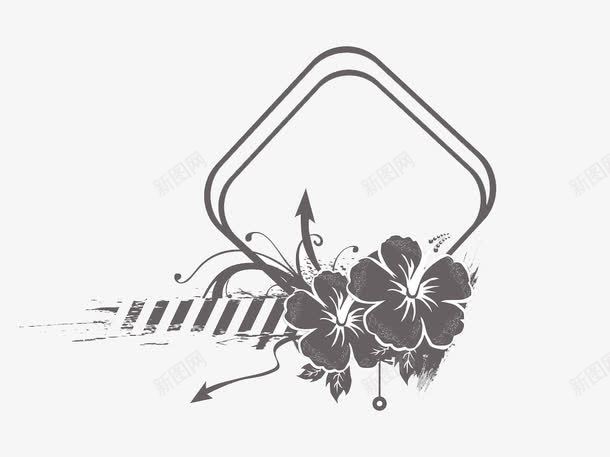 木槿花png免抠素材_新图网 https://ixintu.com 手绘 木槿花图案 花朵 边框