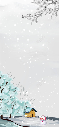 冬季圣诞小雪屋冬天冬季节气大雪背景高清图片