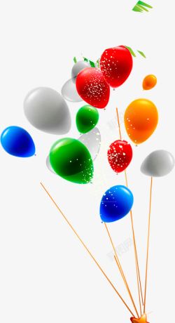 手绘漂浮彩色气球素材