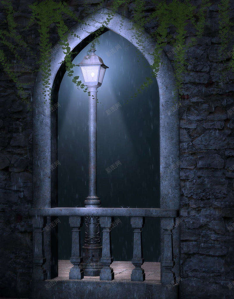 城堡梦幻背景jpg设计背景_新图网 https://ixintu.com 城堡 墙面 梦幻 植物 蓝色 质感 纹理