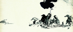 平面马素材水墨画线描中国风平面广告高清图片