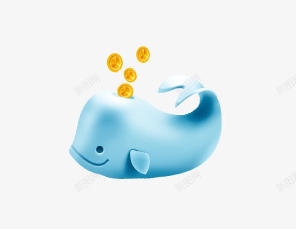 鲸鱼psd免抠素材_新图网 https://ixintu.com 动物 卡通 手绘 货币 金币 鱼类