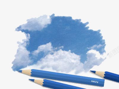 彩绘png免抠素材_新图网 https://ixintu.com 云朵 彩绘 蓝色 蜡笔