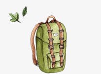 卡通手绘旅游绿色背包素材