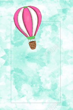 天空热气球背景海报背景
