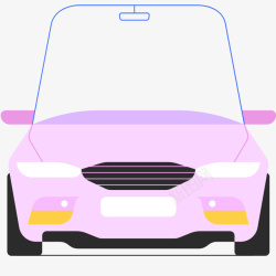 卡通二维粉色汽车素材