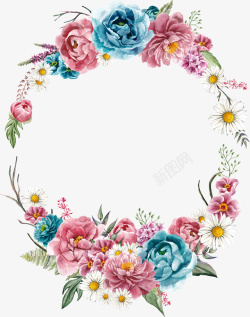 彩色花朵花环图案装饰素材