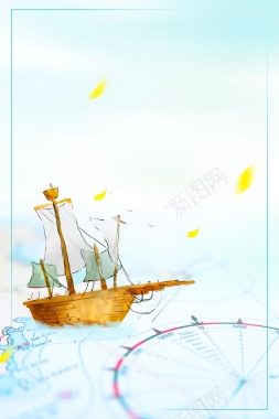 手绘中国航海日背景背景