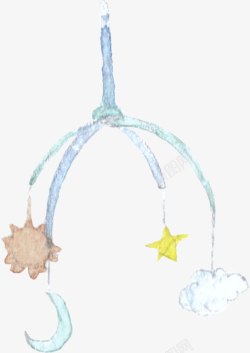 婴儿卡通手绘水彩婴儿吊顶玩具素材