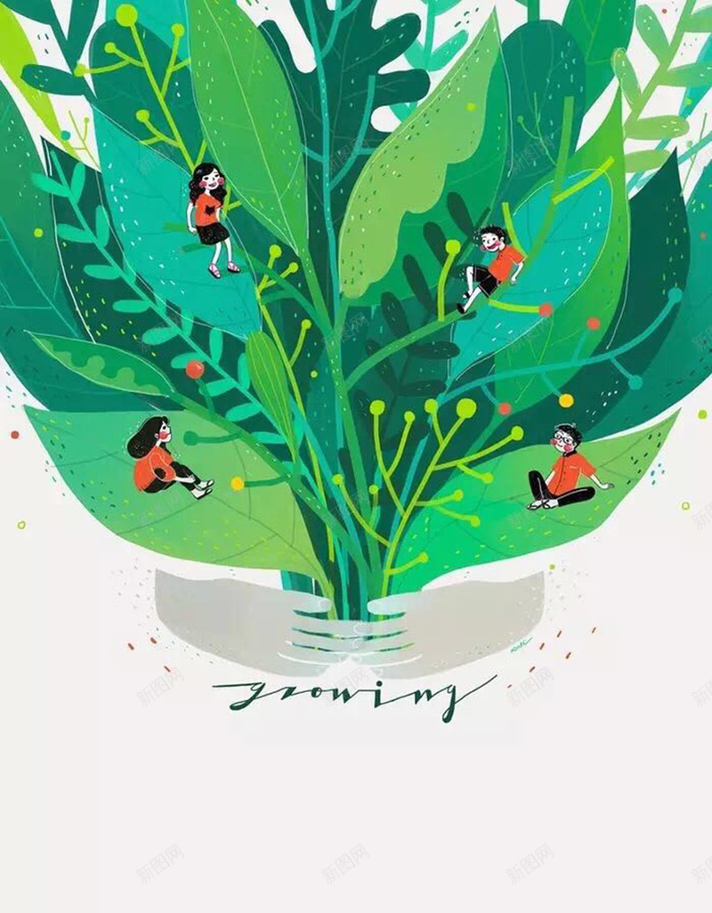 绿色叶子背景jpg设计背景_新图网 https://ixintu.com 卡通 可爱 叶子 手绘 植物 童趣 绿色