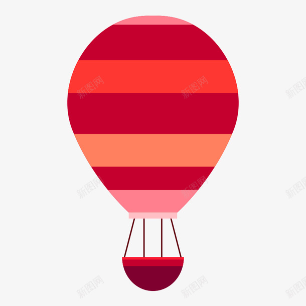 红色热气球psd免抠素材_新图网 https://ixintu.com 扁平化 热气球 素材 红色