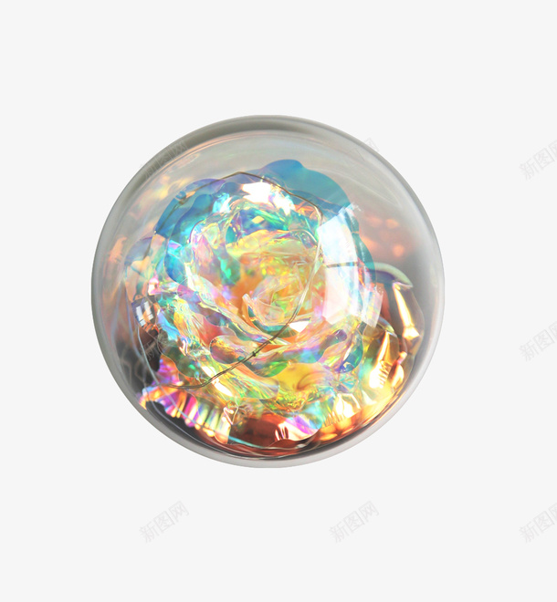 装玫瑰花的玻璃球png免抠素材_新图网 https://ixintu.com 漂亮 玫瑰花 玻璃球 玻璃球质感 透明