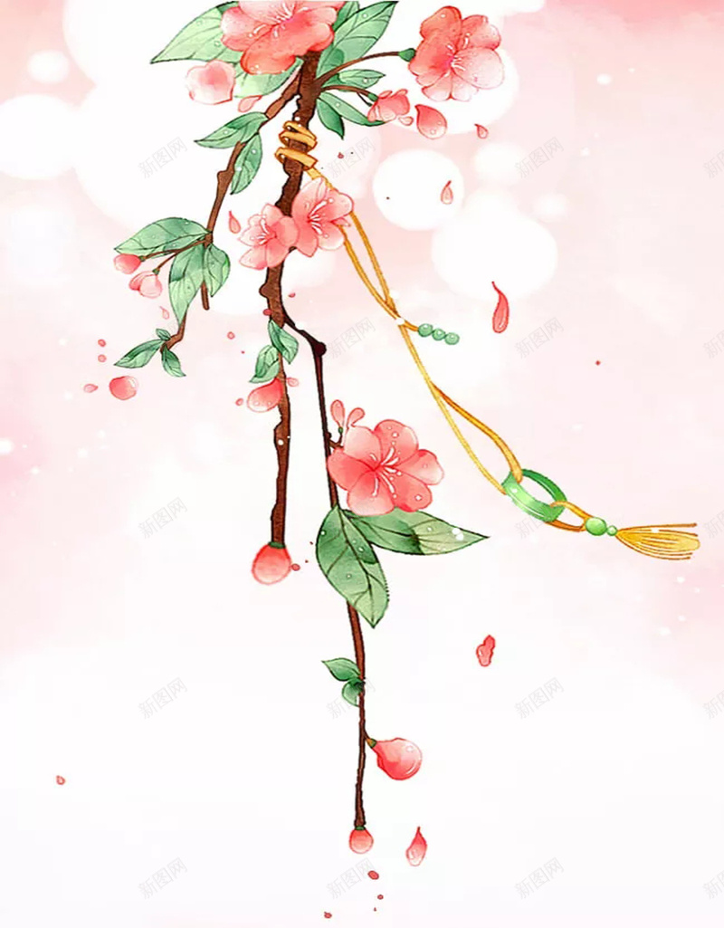 清凉夏季海报psd设计背景_新图网 https://ixintu.com 唯美 夏季 手绘 文艺 桃花 清凉 粉色 花朵