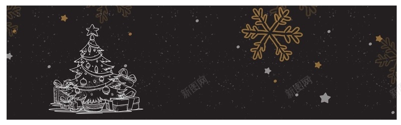 圣诞节黑色冬季banner海报背景