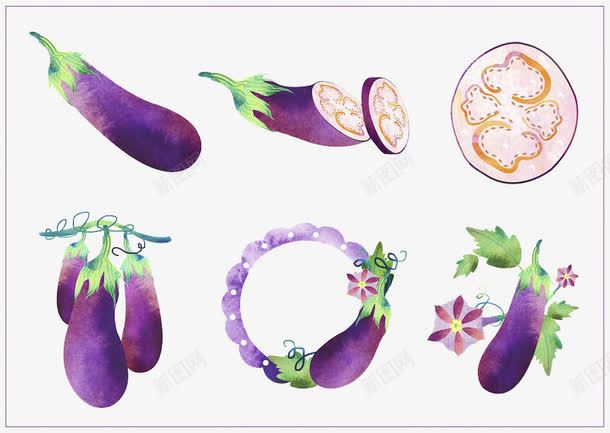 手绘茄子png免抠素材_新图网 https://ixintu.com 手绘 手绘素材 紫色 茄子 食材 食物