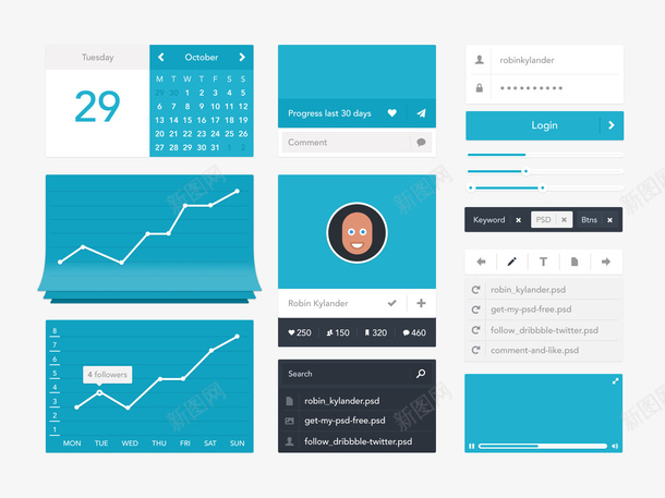 蓝色统计uipsd免抠素材_新图网 https://ixintu.com ui 统计 网页