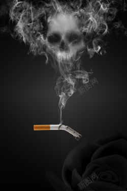 情绪骷髅图世界无烟日吸烟有害健康公益宣传海报高清图片