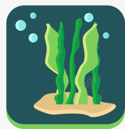 墨绿色背景卡通藻类植物素材