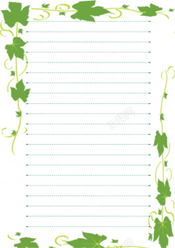 细横条纹绿叶横条纹信纸高清图片