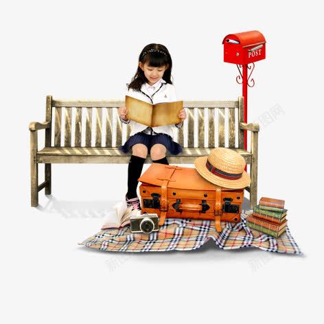 读书的小女孩psd免抠素材_新图网 https://ixintu.com 书籍 学习 彩色 教育 装饰