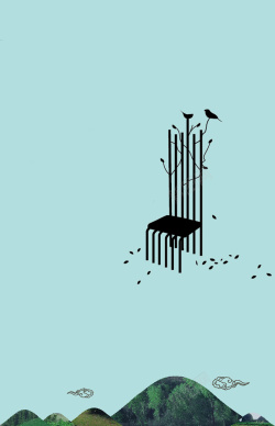 水地清新抽象椅子山水地产海报背景高清图片