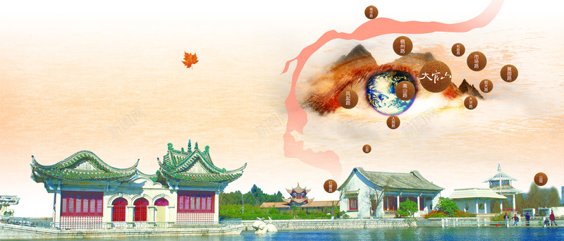 旅游宣传手册psd设计背景_新图网 https://ixintu.com 中国风 旅游 手册 展板 古典建筑 海报banner