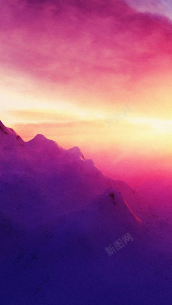 大气群山夕阳H5背景高清图片