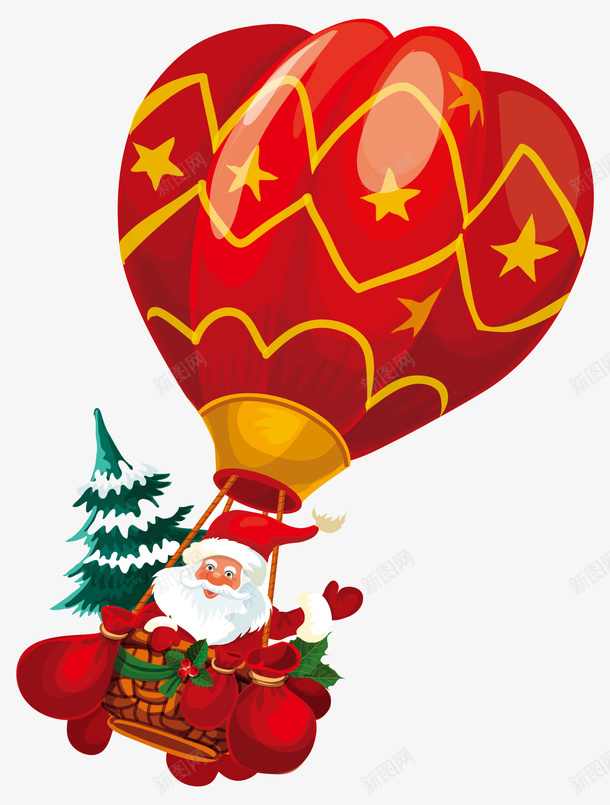 圣诞圣诞老人圣诞树热气球矢量图ai免抠素材_新图网 https://ixintu.com 圣诞 圣诞树 圣诞老人 热气球 矢量图