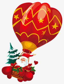 圣诞圣诞老人圣诞树热气球矢量图素材