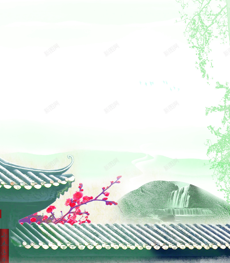 一枝红杏出墙背景图jpg设计背景_新图网 https://ixintu.com 白色 中国风 红杏围墙树温暖