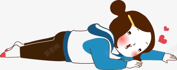 胖女孩png免抠素材_新图网 https://ixintu.com 卡通 手绘 趴着 运动服