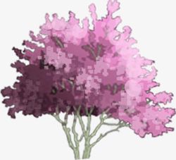 手绘紫色公园景观植物素材
