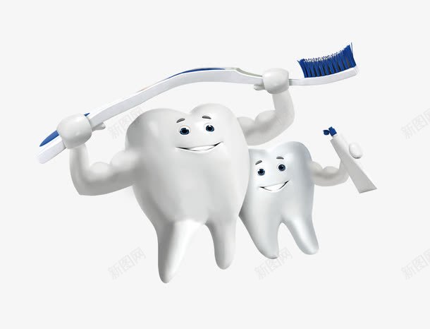 牙和牙膏牙刷png免抠素材_新图网 https://ixintu.com 卡通 爱牙 牙 牙膏