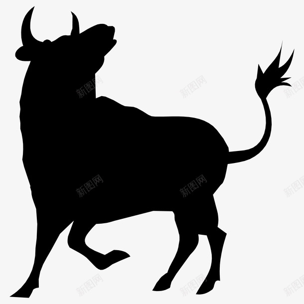 牛剪影回头的牛叫的牛矢量图ai免抠素材_新图网 https://ixintu.com 叫的牛 回头的牛 牛 牛剪影 牛形状 矢量图 舞动的牛