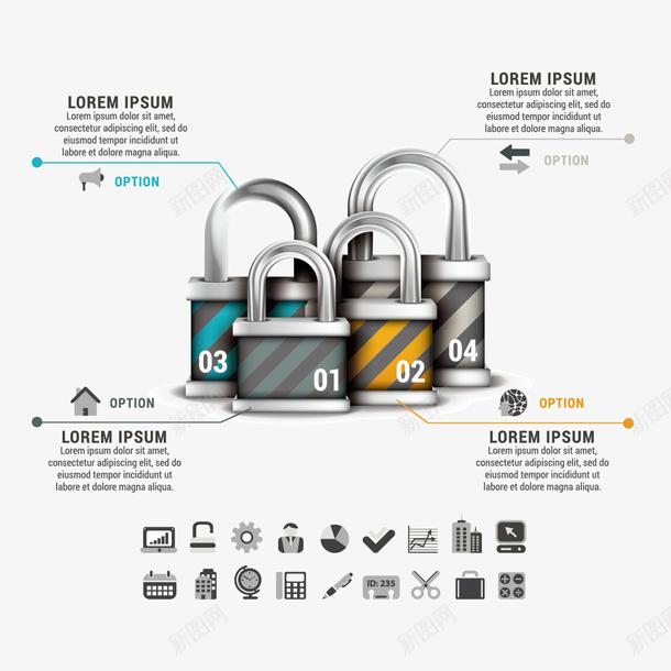锁ppt矢量图ai免抠素材_新图网 https://ixintu.com ppt素材 信息图 锁 矢量图