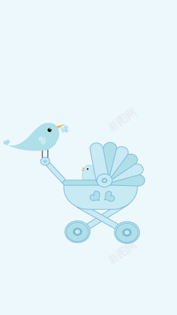 婴儿鸟可爱婴儿推车H5背景高清图片