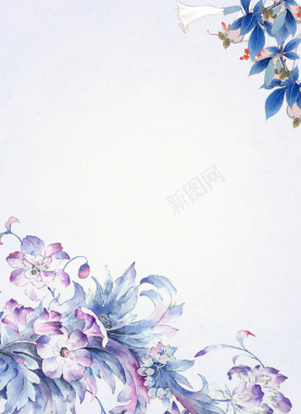手绘古典花卉夏装新品促销海报背景模板背景