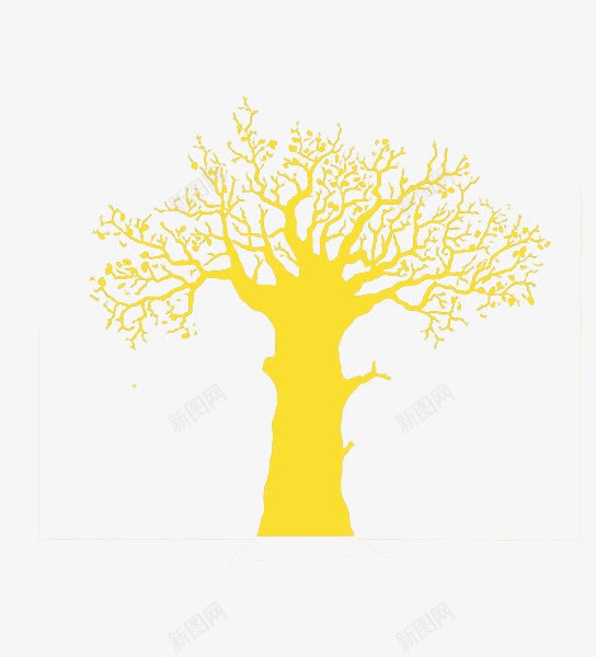 树木生长png免抠素材_新图网 https://ixintu.com 卡通 枝繁叶茂 树干 黄色