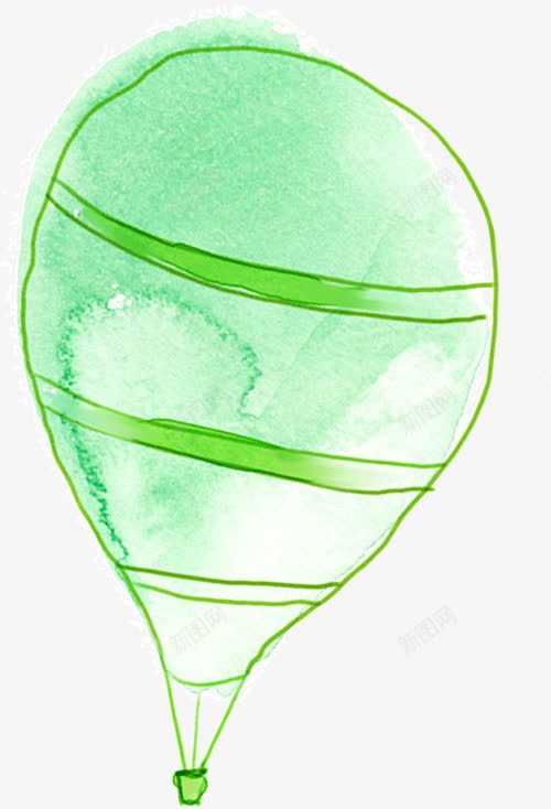 手绘风格热气球png免抠素材_新图网 https://ixintu.com 手绘 条纹 绿色