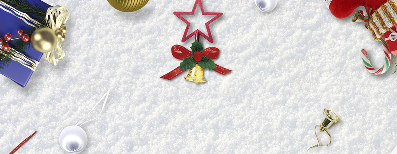 圣诞节铃铛雪花白色banner背景