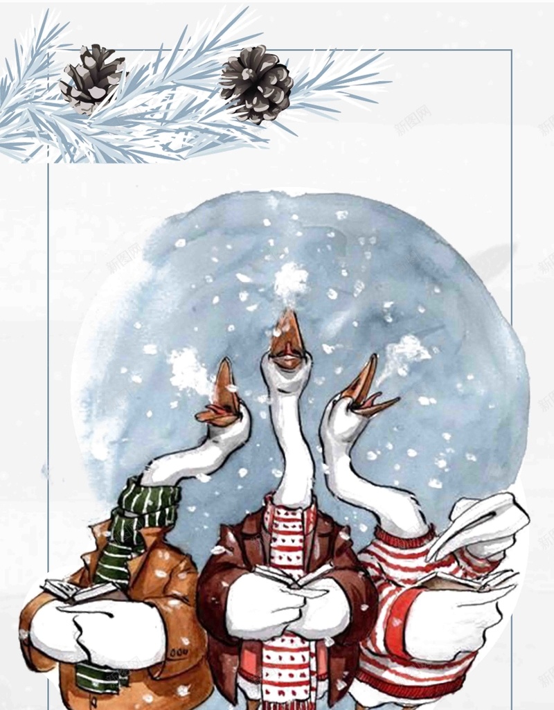 冬天手绘雪景水彩psd设计背景_新图网 https://ixintu.com 冬天 动物 手绘 水彩 雪景 卡通 插画 可爱 鸭子